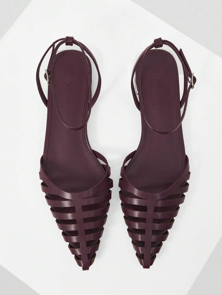 MOTF PREMIUM POINTED TOE SLINGBACKS FLAT SHOES - Burgundy - View 1