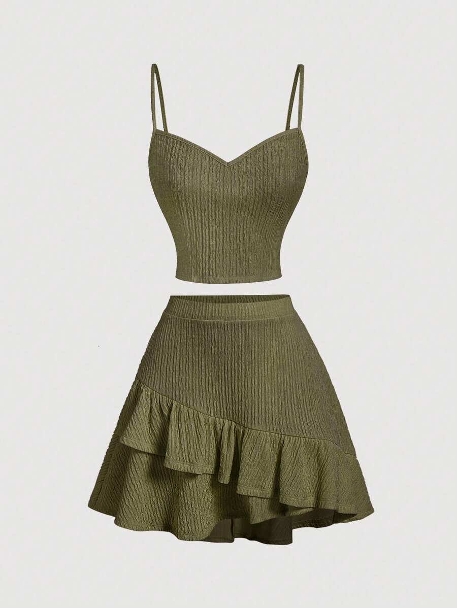 SHEIN MOD Women Two Pieces Outfits For Daily Wear - Army Green - View 1