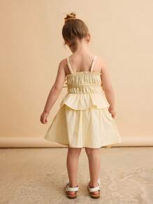 Ontre Young Girl 2pcs Set Ruffle Strap Top And A-Line Skirt