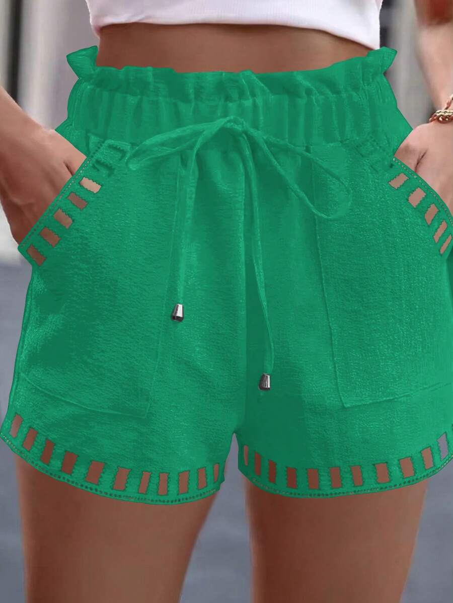 EMERY ROSE Women Solid Color Fashionable Shorts, Suitable For Summer - Green - View 1