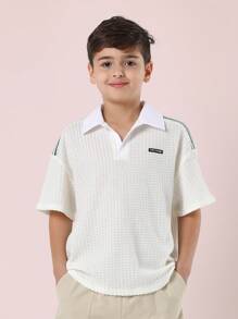 SUMWON Camisa Polo de Manga Curta Texturizada de Alta Qualidade para Jovens, Desempenho Atlético, Tênis, Golfe, Uniforme Escolar, Esportes de Verão, Casual com Gola