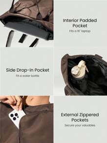 GLOWMODE 24L Day Tripper Laptop Protective Sleeve Trolley-Compatible Strap Daily & Business Tote Bag - Brown - View 3