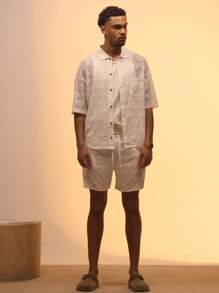 Musero Elasticated Textured Longline Shorts Only Summer Street Style Holiday Vacation Casual Smart