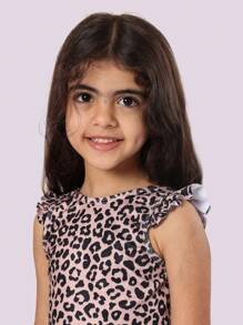 SUMWON Girls Two Piece Swimsuit Ruffle Trim Leopard Pattern Beach Vacation Pool Summer Bathing Suit Textured Fabric - Multicolor - View 4