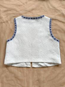 Soleia Chaleco abierto informal de mujer con bordado, para primavera/verano