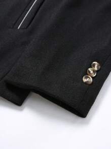 Manfinity Homme 男士休闲羊毛夹克，适合日常旅行 - 黑色 - 查看 3