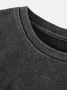 SHEIN 青少年女孩合身短袖圆领T恤和宽松阔腿针织裤套装 - 黑色 - 查看 10