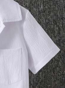 SHEIN Explorewe 2pcs Young Boy Summer Casual Solid Color Polo Shirt And Shorts Set, Suitable For Summer Vacation Outfit, School, Campus, College Summer Holiday - White - View 6