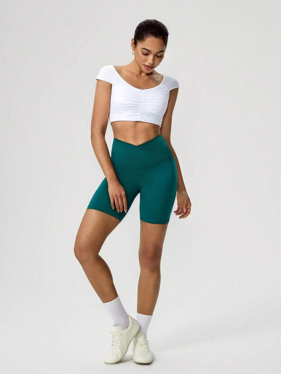 Hanevo Solid Color Yoga Shorts, Fashion And Suitable For Summer Sportwear For Daily Wear