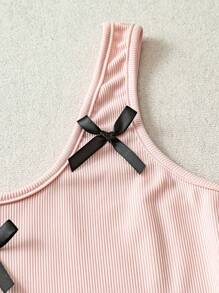 Flirla 加大码可爱蝴蝶结装饰时尚夏季吊带背心 - 粉色 - 查看 5