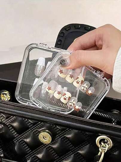 5pcs/10pcs Creative Acrylic Nail Polish Display Cases, Transparent Dust-Proof Packaging For Nail Tips & Accessories, Jewelry Box, Card Holder