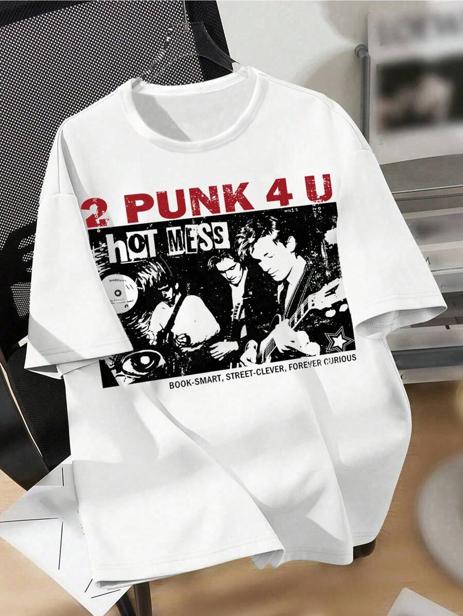 2 PUNK 4 YOU, Teen Boy Casual Graphic Short Sleeve T-Shirt, Suitable For Summer - White - View 1