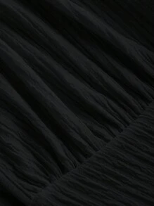 SHEIN MOD Combinaison noire ample à col en V et taille marquée avec jambe large pour grande taille