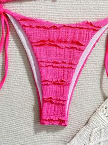 Swim Mod 2pcs Women Summer Jacquard Bikini Set, Swimsuit With Side Tie, Cute Beach Swimwear - Pink - View 5