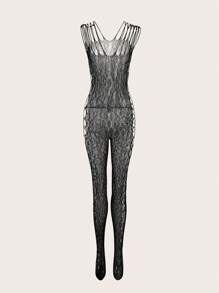 Women's Sexy Leopard Print Seamless Bodysuits - Black - View 4