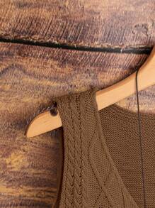 Franclia 1 件女士纯色针织毛衣上衣，适合夏季 - 鏽棕色 - 查看 3