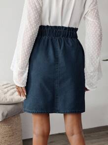 EMERY ROSE Women's Casual Washed High Waisted Denim Mini Skirt