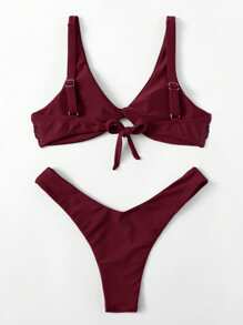 Swim Chiccia Women's Summer Beach Solid Color Twist Front Sexy Bikini Set