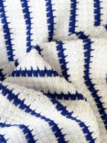 Chiquease Blue And White Striped Knit Sleeveless Bodycon Turtleneck Dress - Blue and White - View 4