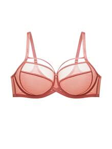 LUVLETTE Plus Dream Curve Air Unlined Full Coverage Side Support Airy Mesh Basic Breezy Comfort Minimizer Bra - Rusty Rose - View 13