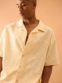 Musero Textured Button Through Short Sleeve Shirt Only Summer Streetstyle Vacation Smart - Apricot - View 2