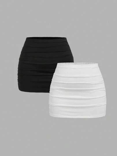 SHEIN MOD 大码女式三件套修身迷你裙，休闲多风格搭配