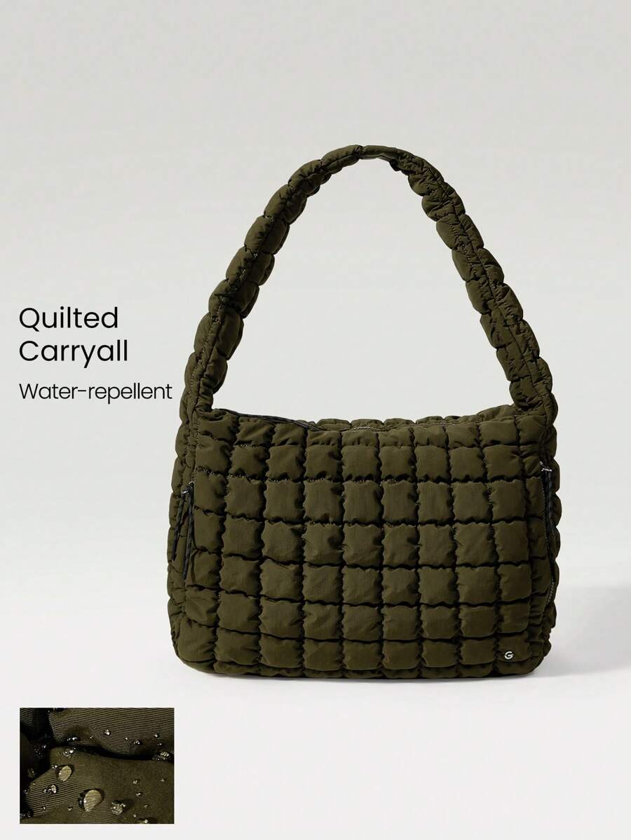 GLOWMODE Quilted Water-Resistant Carryall Shoulder Bag - Green - View 1