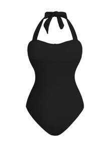 Swim Oasis Summer Vacation 3D Floral One-Piece Swimsuit Set - Black - View 8