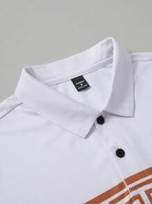 Manfinity Homme Camisa polo de manga corta para hombres, moda de verano - Marrón - Ver 4
