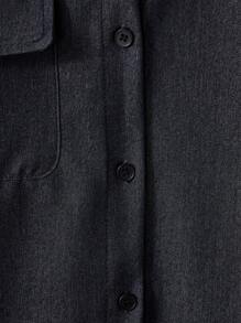 SHEIN 青少年男童夏季休闲纯色短袖衬衫 - 藍色 - 查看 5