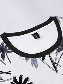 Manfinity RSRT Men's Summer Vacation Coconut Tree Print Round Neck Tank Top - Multicolor - View 4