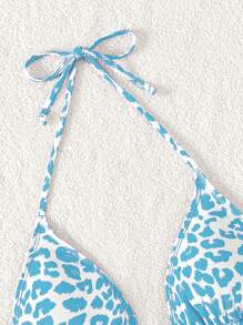 Parte superior de traje de baño con estampado de leopardo para mujeres, ideal para la playa y las vacaciones