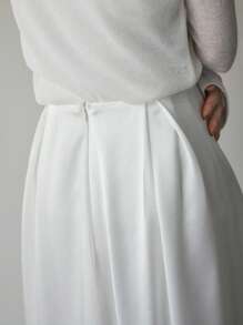 FRIFUL Women's Solid Color Casual Versatile A-Line Skirt - White - View 6