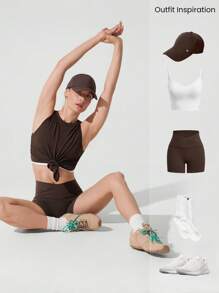 GLOWMODE TENCEL™ 莫代尔 Smooth Sailing 轻盈丝滑齐臀长度侧开衩无袖运动背心低冲击瑜伽普拉提工作室健身房日常休闲装