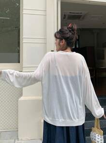 Dazy Plus Women's Loose Sheer Long Sleeve Cardigan