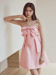 MOTF STUDIO BOW DECOR CUTE DATE MINI DRESS