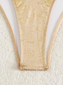 Swim SXY Set de 2 piezas Bikini estilo europeo y americano con escote profundo en V, espalda descubierta y cruzada con brillo, para mujeres