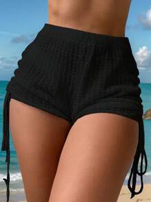 SHEIN Swim Summer Beach Drawstring Side Cover Up Shorts
