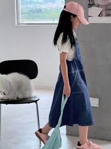 DAZY Vestido de peto vaquero para niñas preadolescentes, ropa de vuelta al colegio