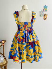 Soleia Vestido de tirantes con estampado floral para mujer de talla grande, adecuado para vacaciones, graduación, regreso a clases, otoño - Multicolor - Ver 2