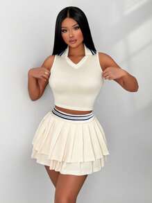 Zolique Women Two Pieces Outfits For Daily Wear - Apricot - View 4