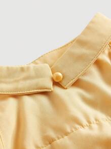 SHEIN MOD Yellow Multi-Layered Ruffle Crop Top,Cute Tops,Tube Tops Women,Elegant Shape,Backless Top,New Years Top,Party Tops Women,Off The Shoulder Top,Women's Casual Front Button Wide Strap Minimalist Blouse For Everyday Wear,Vintage Outfits, Women Clothes, Look Valentine's Day - Yellow - View 3