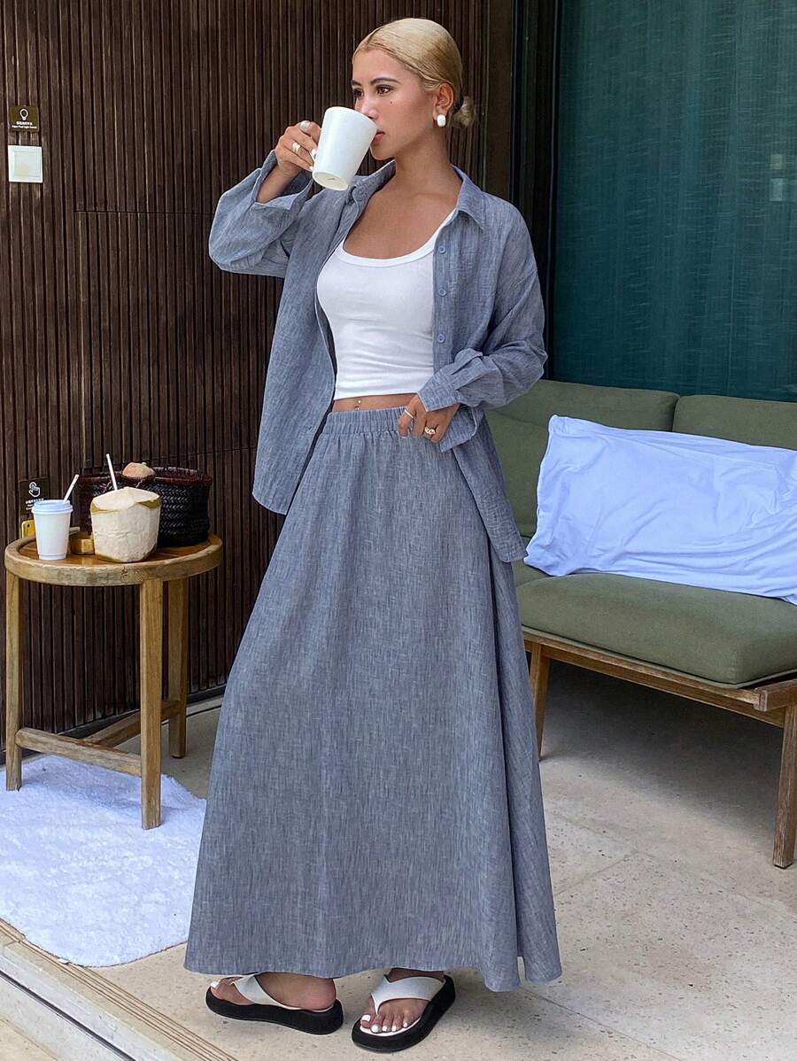 DAZY Women Two Pieces Outfits For Daily Wear - Blue - View 1