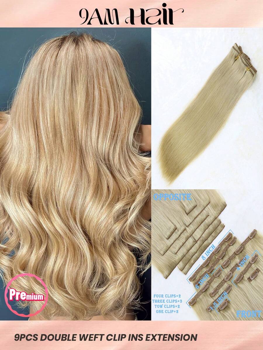 9 件装 200g/220g/240g 蕾丝发夹 16# 浅金色夹子 100% 雷米真人发接发角质层对齐双浸染夹子适合稀疏头发女性自然外观顶级品质 - S16 - 查看 1