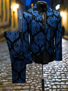 Manfinity AFTRDRK Men's Suit Jacket & Trousers Set, Fashionable For Summer - Blue - View 3