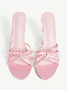 CUCCOO CHICEST Damen elegante Sandalen mit Schleifen-Riemen, offene Zehenpartie und dünnem High Heel, süß romantisch, flache rosa Satinschuhe, geeignet für Nachmittagstee, Date, Party, Abend, Urlaub - Pink - Übersicht 11