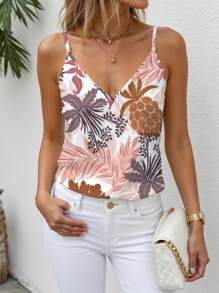 Glamance Drica Dias Casual Loose V-Neck Camisole Top For Women Spring/Summer Floral Tank Top Flower Top Summer Casual Tops Rose Top Summer Topfall Women Clothes Back To School Going Out Tops Women Suitable For Going Out Flowy Top Going Out Elegant Top New Year - White - View 1