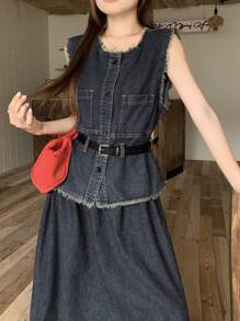 DAZY Women Denim Two Pieces Outfits - Blue - View 6