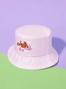 SCOOBY-DOO X SHEIN Reversible Cartoon Dog Print Bucket Hat - Pink - View 2