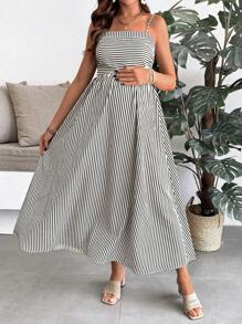 SHEIN Maternity Striped Cami Long Dress For Summer Vacation - Multicolor - View 3
